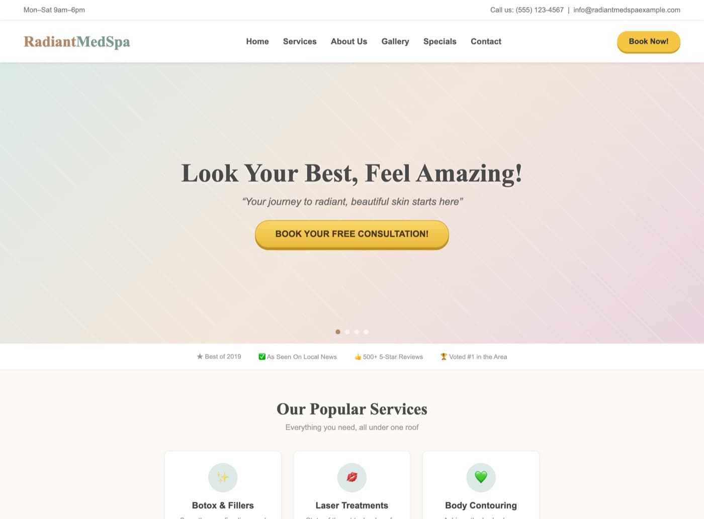 Generic med spa website template